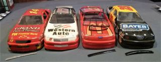 4,  Painted,  Decaled,  Nascar Slot Car Bodies.  Complete,  1:24 Scale