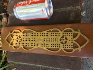 BRONZE AND WOOD HANGING CRIBBAGE BOARD CIRCA 1920 ' S 7