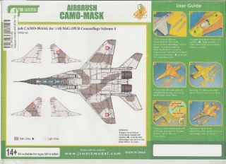Airbrush Camo - Mask 1/48 Mig - 29 Ub,  Su - 33,  F - 5a,  Idf F - 16c