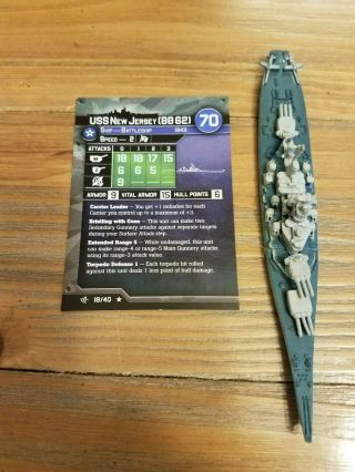 Uss Jersey 18/40 Axis And Allies War At Sea American With Card