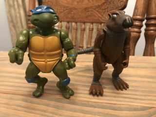 Vintage 1988 Teenage Mutant Ninja Turtles Leonardo & Splinter Figures Ship