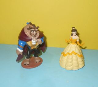 Disney Beauty & The Beast Belle Yellow Gown & Beast Pvc Figure Or Cake Topper 3 "