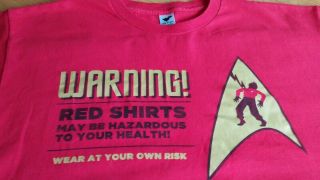Star Trek T Shirt Warning Red Shirts Funny Teefury Pop Culture Nerd