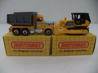 Matchbox Vintage Peterbilt Truck & Bulldozer Set Of 2 Models Box