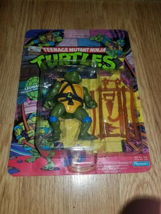 1988 Playmates Tmnt Teenage Mutant Ninja Turtles Leonardo 10 Back Moc Unpunched