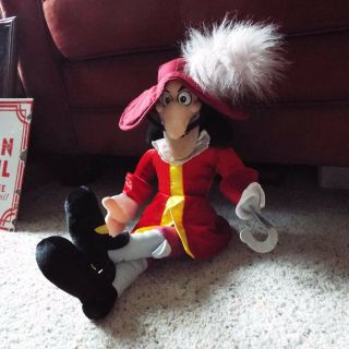 18 " Disney Store Plush Captain Hook Toy Doll Disney Jake Neverland Pirates