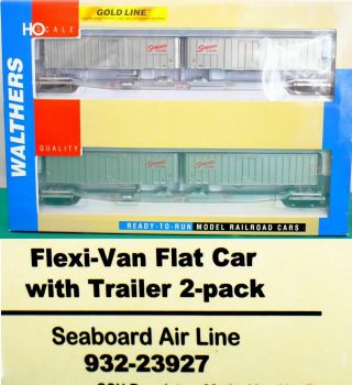 Seaboardair Line Sal Flexi - Van Flat Car W/vans2 - Pack Walthers 932 - 23927ho Jy5.  26