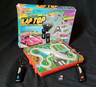 Micro Machines Motorized Lap Top Race Car Game Vintage Guc - With Both Cars