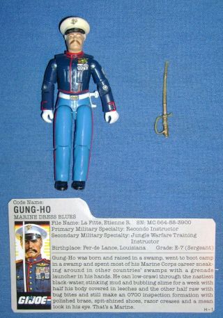 1987 Gung Ho V.  2 Gi/g.  I.  Joe Marine Dress Blues 100 Complete W/fc File Card Jtc