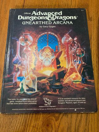 Ad&d Advanced Dungeons & Dragons Unearthed Arcana 1985 Tsr