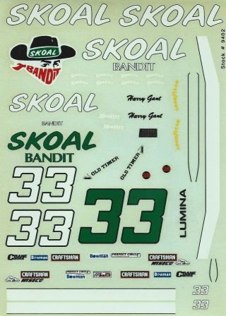 Nascar Decal 33 Skoal 1994 Chevy Lumina Harry Gant - 1/24 Scale