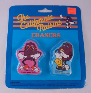 1988 California Raisins Erasers Rare In Package Calrab Applause