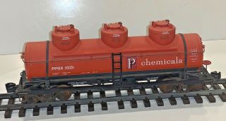 Aristocraft " G " Scale Ppg Chemicals 3 Dome Tank Car W/roll - Ez Metal Wheels