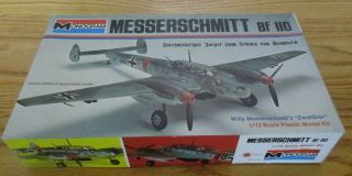 1973 Monogram Messerschmitt Bf 110 1/72 Scale Model Kit Unbuilt 6812