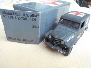 1953 Willys Panel Jeep US Army Ambulance Eastwood Coin Bank 1/25 Collector w/Box 2