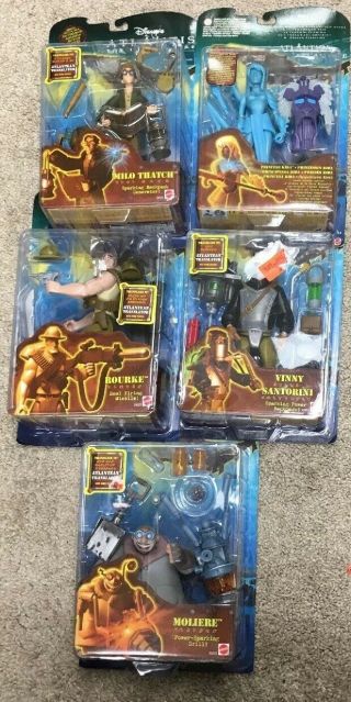 Disney Atlantis The Lost Empire Action Figures Full Set Of 5 With Rare Blue Kida