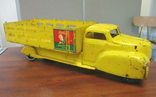 Vintage Marx Coca - Cola Yellow Sprite Boy Stake Bed Truck