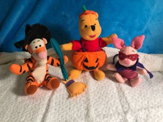 Set Of 3 Vintage Winnie The Pooh Plush Stuffed Toys Costume Tigger Piglet Movie