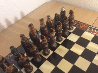 Spanish Conquistadors vs Mayan Aztecs Teracotta chess set with folding board 5