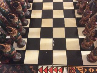 Spanish Conquistadors vs Mayan Aztecs Teracotta chess set with folding board 6