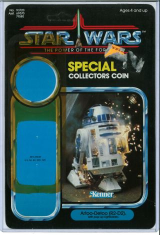 R2 - D2 Pop Up Lightsaber Vintage Kenner Star Wars Potf Card 92 Back A 1984 Coin
