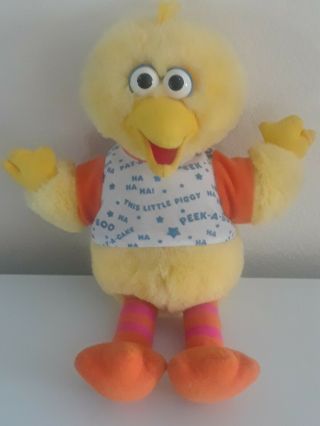 Sesame Street Big Bird Talking Peek A Boo Tyco Plush Playtime Vintage Tyco 16 "