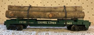 Lionel No.  6361 Postwar Log Car W/ Load