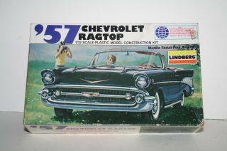 57 Chevy Ragtop Plastic Model Car Kit - 1/32 - Opened Box - 1979 Lindberg Issued