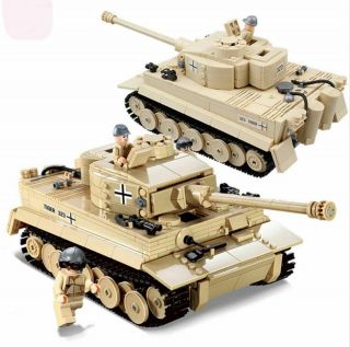 German Ww2 Panzer V Tiger Tank & Army Figures Building Toy Brick Custom Blocks