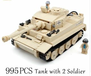 German WW2 Panzer V Tiger Tank & Army Figures Building Toy Brick CUSTOM Blocks 2