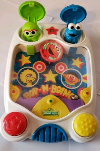 Vtg 1998 Tyco Sesame Street Bop - N - Boing Pinball Toy Cookie Monster Oscar Elmo Vg
