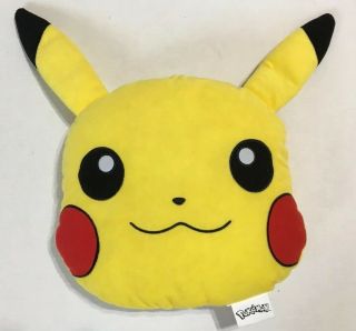 12” Pokemon Pikachu Face Plush Pillow Yellow Toy 2016 Nintendo Game Freak