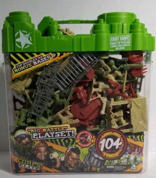 The Corps Elite 104 Pc Toy Soldiers Army Men 3 Armies/bases 6 Vehicles Case