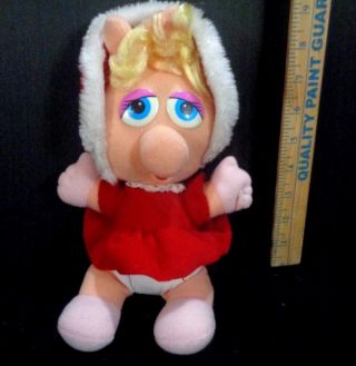 Sesame Street Muppet Baby Miss Piggy In Christmas Dress Plush Stuffed Toy Doll