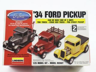 1934 ’34 Ford Pickup Truck 3 In 1 Lindberg 1:25 Model Kit 72157 Open Box