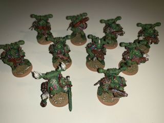 10 Chaos Space Marines,  Nurgle,  Death Guard,  Painted,  Warhammer 40k