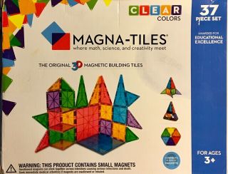 Magna - Tiles Set 37 Pc Set Magnetic Building Translucent Clear Colors