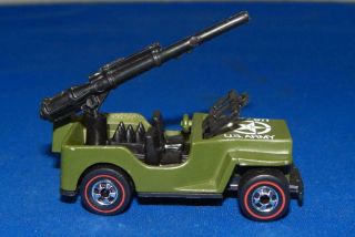 1970 Hot Wheels Red Line " U.  S.  Army Gun Slinger " Military Jeep Hong Kong