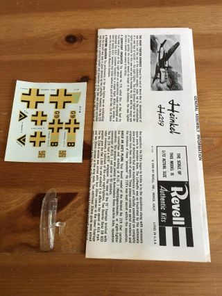CLASSIC 1966 1st REVELL 1/72 Scale H - 112 Heinkel He.  219 Owl,  Complete,  Unbuilt 4