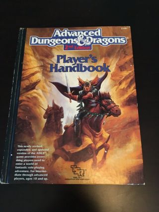Advanced Dungeons And Dragons Ad&d 2nd Edition Players Handbook Hc 1989