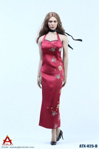 Acplay Red Chinese Qipao Dress Accessory For 1/6 Female Figures Atx025d
