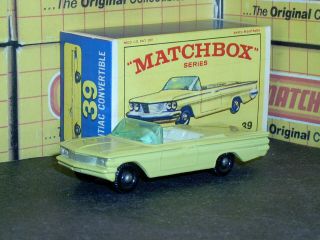 Matchbox Lesney Pontiac Convertible 39 B9 Bpw Yellow Black Sc15 Exc Crafted Box
