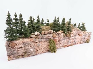 N Scale Handmade Diorama - Triangle Rock Formation With Trees Model Scenery