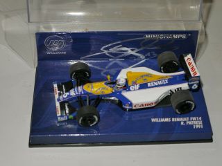 Minichamps 1:43 F1 1991 Riccardo Patrese Williams Renault Fw14 Signed Tobacco