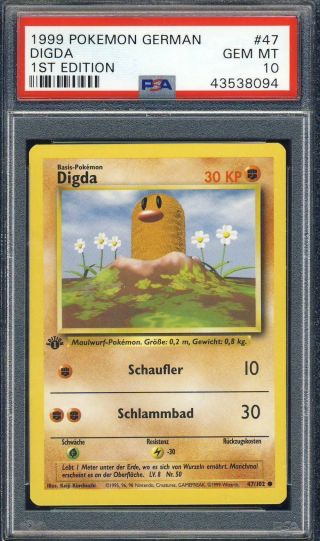 1999 Pokemon German 1st Edition 47 Digda Psa 10 071119