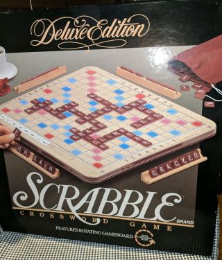 1989 Milton Bradley Scrabble Deluxe Edition Board Turntable Base Complete Game