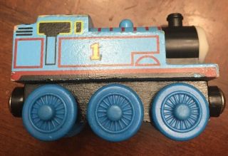 Thomas & Friends: The Tank Engine Blue Wooden Railway Thomas Train Fisher - Price