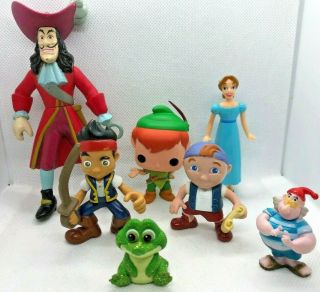 7 Jake And The Neverland Pirates And Peter Pan Figures Captain Hook Smee Wendy