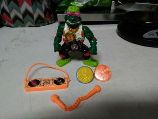 1991 Teenage Mutant Ninja Turtles Rappin Mike Figure Rock N Rollin Complete Tmnt
