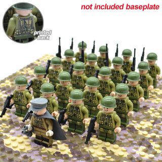 21pcs/set Ww2 Allied Army Troops Us Military Soldiers And Officer Lego